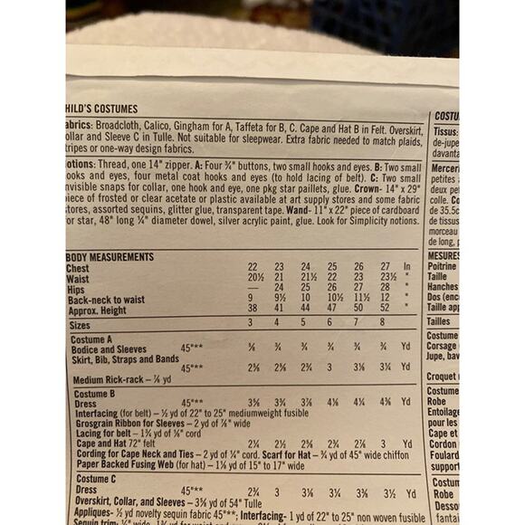 Sewing Pattern Simplicity 4139 Child's Dorothy Glenda Wicked Witch Size 3-8 - Picture 4 of 5